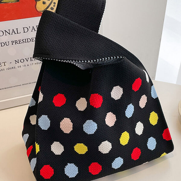 Polka Dot Multi-Colored Woven Handbag Bags BLACK-One_size SkuCY-!115305MaterialPolyester FeatureMulti-Colored