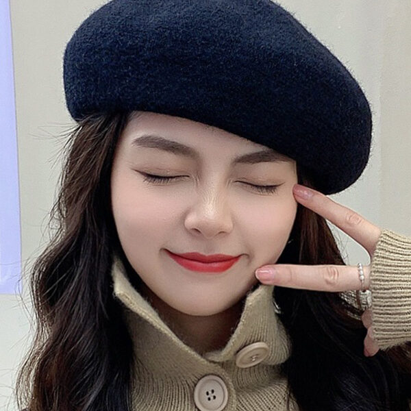 Simple Casual 10 Colors Beret Hat BLACK-FREE SIZE SkuCY-!96236MaterialWoolen FeatureSolid Color OccasionCasual