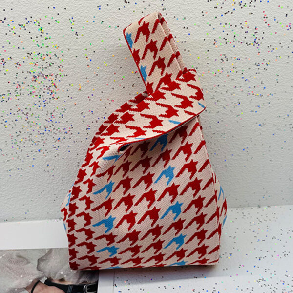 Cute Houndstooth Contrast Color Woven Handbag Bags PINK-One_size SkuCY-!116629MaterialPolyester LiningPolyester FeatureHoundstooth