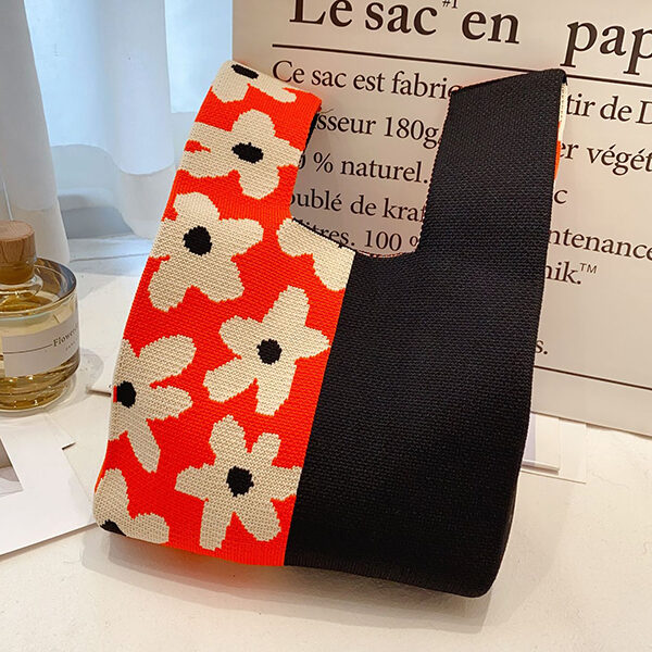 Contrast Color Floral Bags Accessories Handbags RED BLACK-One_size SkuCY-!112618MaterialPolyester LiningCotton FeatureContrast Color