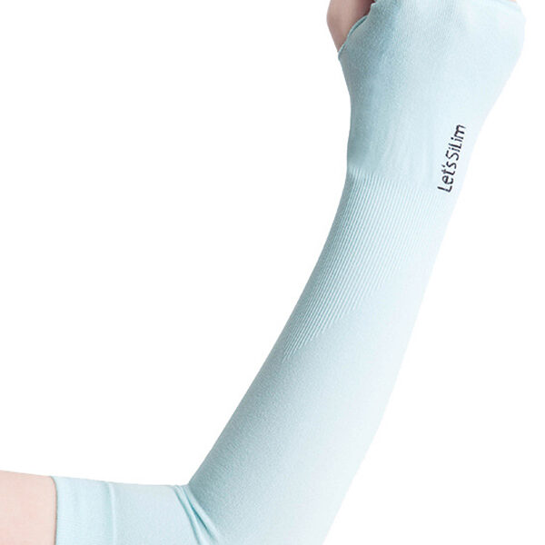 Ice Silk Sun Protection Solid Color Sleevelet SKY BLUE-FREE SIZE SkuCY-!83931MaterialIce Silk
