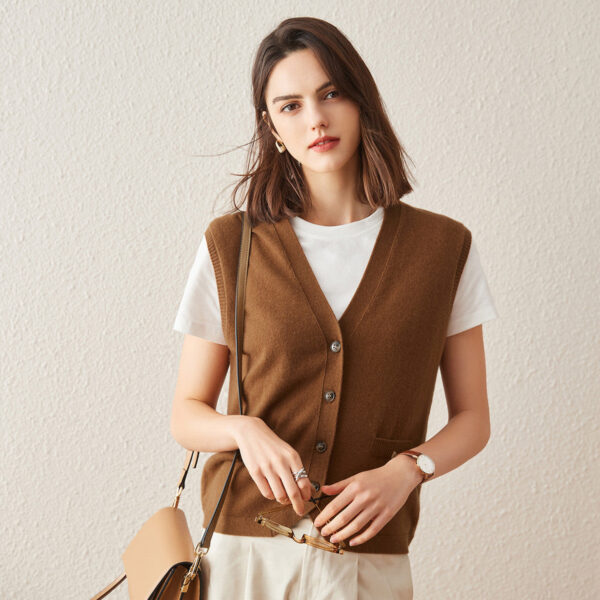 Enhance your wardrobe with our Elegant Women's Button Down Faux Pockets Vest