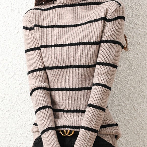SkuCY-!112242MaterialWool StyleSkinny FeatureStriped NecklineHigh-neck OccasionCasual