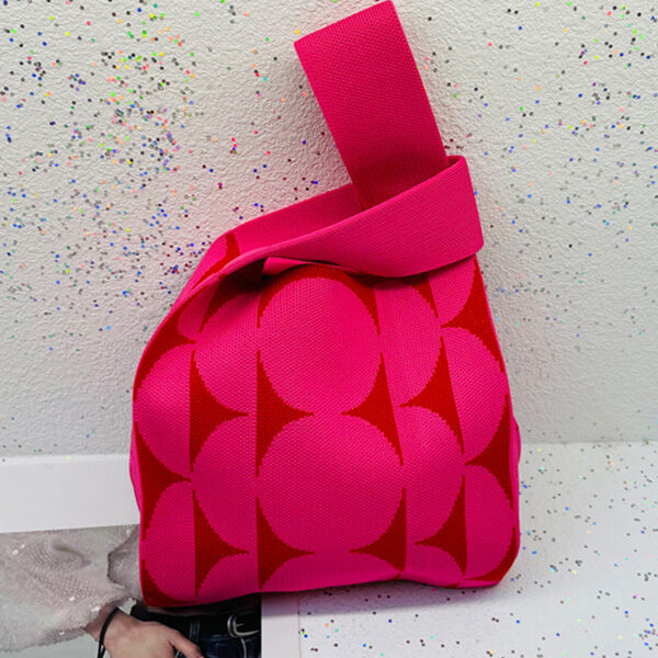 Polka-Dot Contrast Color Woven Handbag Bags Accessories FUSCHIA-One_size SkuCY-!116625MaterialPolyester LiningPolyester FeatureContrast Color