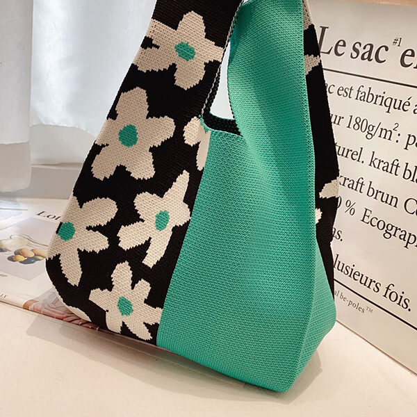 Contrast Color Floral Bags Accessories Handbags BLACK GREEN-One_size SkuCY-!112618MaterialPolyester LiningCotton FeatureContrast Color