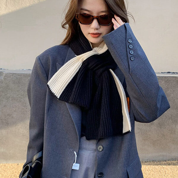 Simple Keep Warm Contrast Color Shawl&Scarf BLACK-One_size SkuCY-!111279MaterialAcrylic