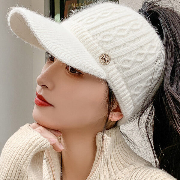 Simple Keep Warm Jacquard Solid Color Hats&Caps WHITE-One_size SkuCY-!111923MaterialRhinestone