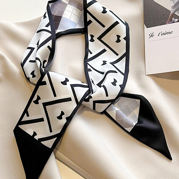 Contrast Color Plaid Shawl&Scarf BLACK-One_size SkuCY-!115048MaterialSilk Imitation FeatureContrast Color