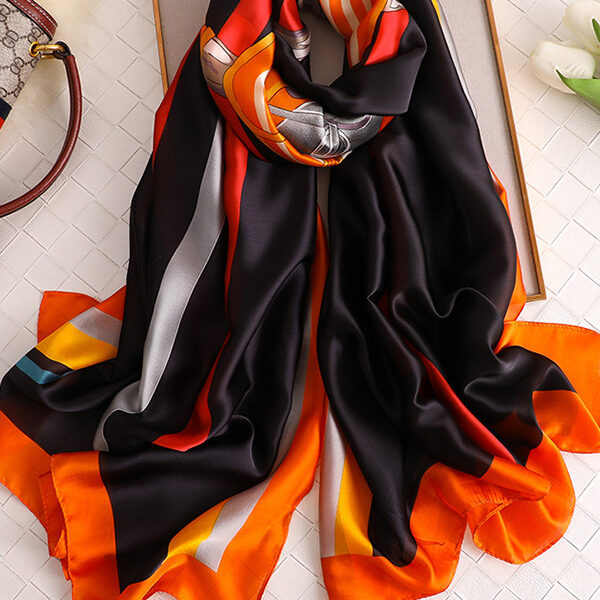 Silk Imitation Printed Silk Imitation Shawl&Scarf BLACK-One_size SkuCY-!111951MaterialSilk Imitation