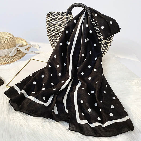 Polka-Dot Ramie Cotton Scarf BLACK-FREE SIZE SkuCY-!97349MaterialRamie Cotton FeaturePolka-dot