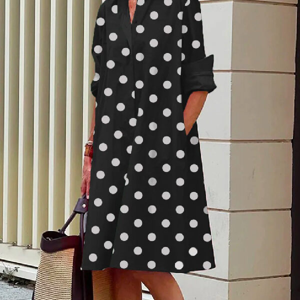 SkuCY-!108383MaterialPolyester StyleLong Sleeves FeaturePolka Dot NecklineLapel OccasionCasual
