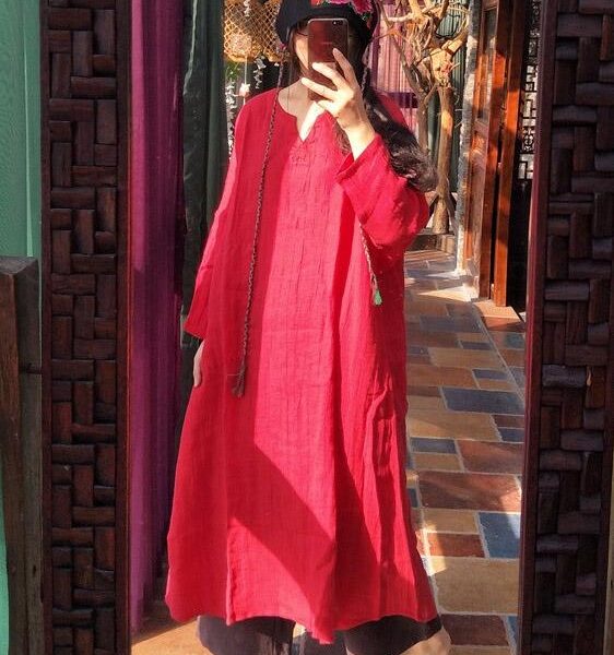 Sku CY-!5770   Material Linen    Style Long Sleeves
