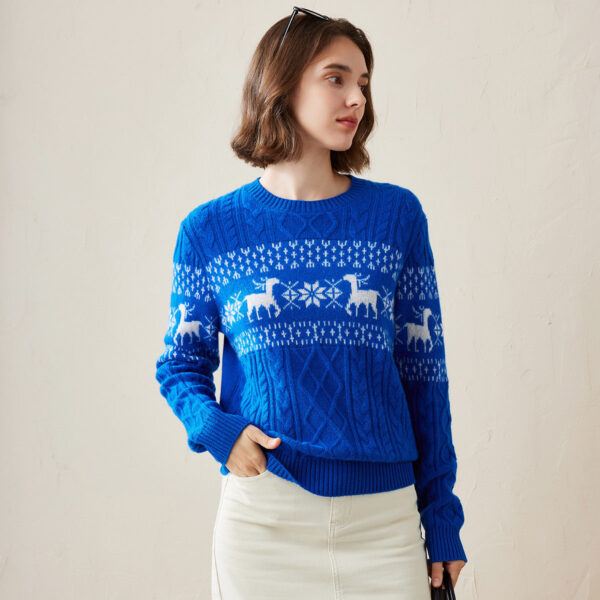 Get ready for winter with this beautifully crafted Reindeer Fair Isle Knit Sweater