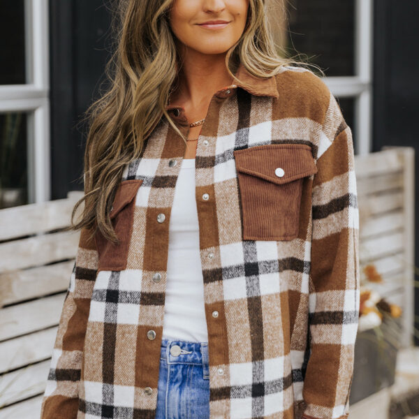 Â This shacket is totally rad and will always be in. The front pockets are super chic and grab attention. Its button design makes it simple to put on and remove. Pair with a tee