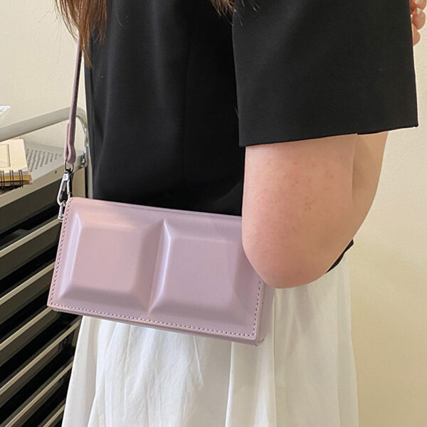 Fashion Solid Color PU Chocolate Shape Shoulder Bag PURPLE-LARGE SIZE SkuCY-!105617MaterialPU FeatureSolid Color