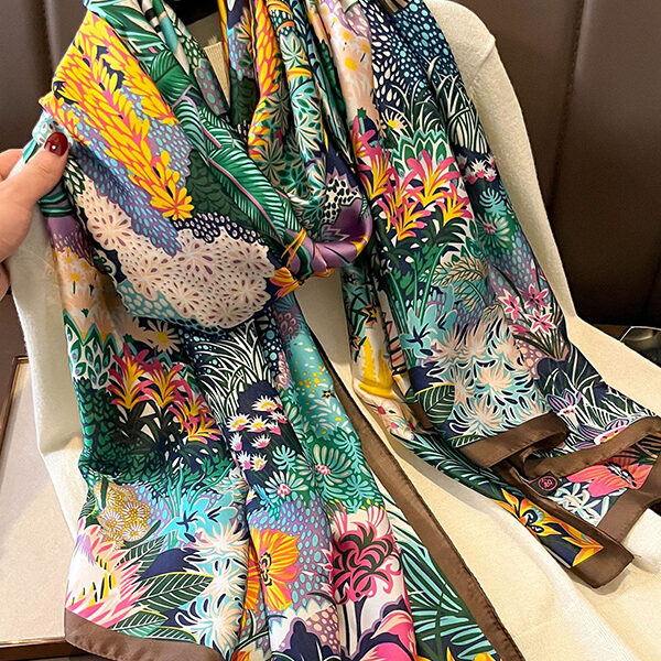 Chic Floral Printed Silk Imitation Warm Shawl&Scarf GREEN-One_size SkuCY-!111507MaterialSilk Imitation