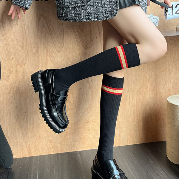 Fashion College Style Striped Stockings Accessories BLACK-One_size SkuCY-!110077Material>70%Cotton