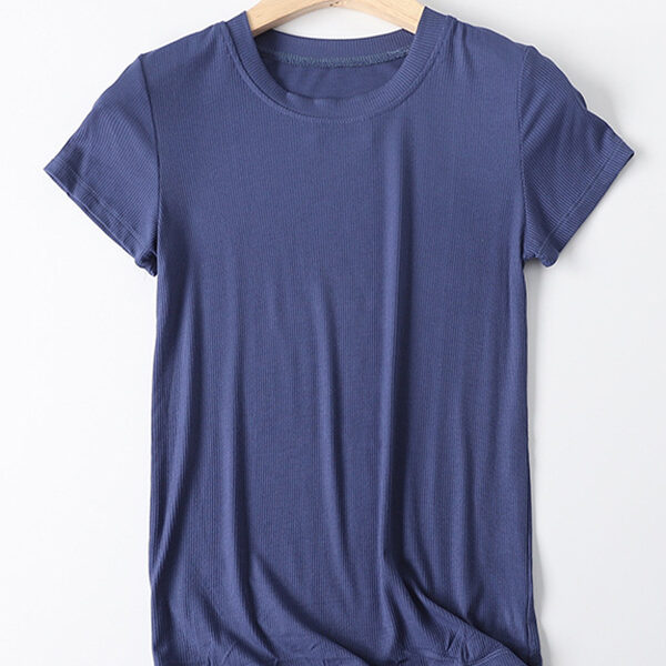 SkuCY-!75910MaterialModal StyleShort Sleeves FeatureSolid Color NecklineRound-neck OccasionCasual