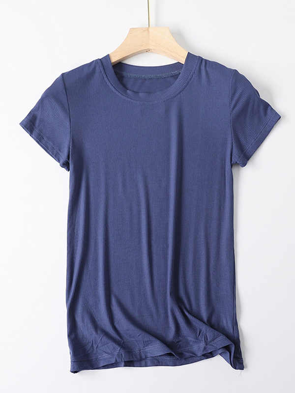 SkuCY-!75910MaterialModal StyleShort Sleeves FeatureSolid Color NecklineRound-neck OccasionCasual