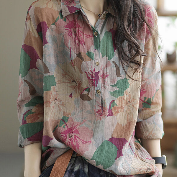 SkuCY-!107255MaterialTencel StyleLong Sleeves FeatureFloral Printed NecklineLapel OccasionUrban