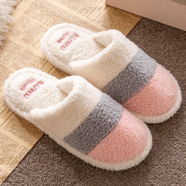 Indoor Non-Slip Keep Warm Striped Slippers PINK-38-39 SkuCY-!110280MaterialPVC