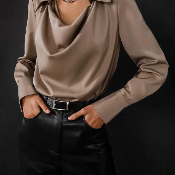 SkuCY-!112171MaterialCotton-blend StyleLong Sleeves FeatureSolid Color NecklineHeaps Collar