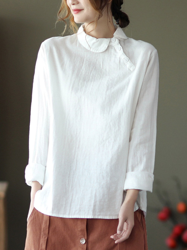 SkuCY-!85376MaterialRamie Cotton StyleLong Sleeves FeatureSolid Color NecklineLapel OccasionCasual