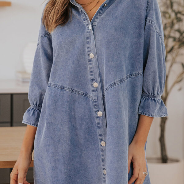 Buttoned design makes the dress more stylish and chicLong sleeve mini dress is very casual and laid-back for daily wearLoose fit mini dress is perfect for women of most body shapesMade of soft