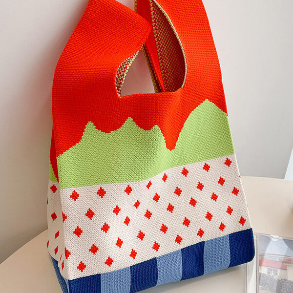 Polka-Dot Multi-Colored Checkerboard Woven Handbag Bags RED-One_size SkuCY-!115307MaterialPolyester FeatureCheckerboard