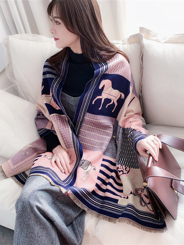 SkuCY-!69988MaterialImitated Cashmere StyleLoose FeaturePrinted