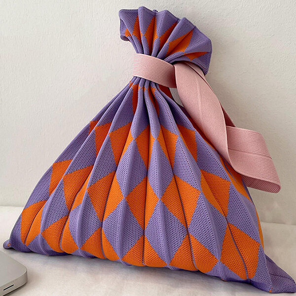 Contrast Color Pleated Plaid Woven Bags Accessories PURPLE-One_size SkuCY-!115252MaterialPolyester