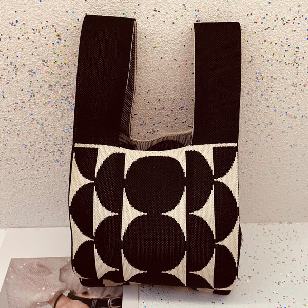 Polka-Dot Contrast Color Woven Handbag Bags Accessories BLACK-One_size SkuCY-!116625MaterialPolyester LiningPolyester FeatureContrast Color