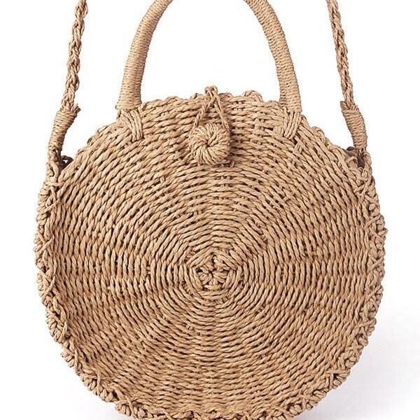 Round Straw Plaited Article Bohemia Bag CREAMY-FREE SIZE (We have provided this item's measurements to help you decide which size to buy.) (Units/Inches) Size Width High Length Free size 3.1 8.7 9.1 (Units/Centimeters) Size