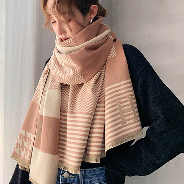 Imitation Cashmere Printed Double-Side Shawl Scarf KHAKI-FREE SIZE SkuCY-!70301MaterialImitated Cashmere FeatureKeep Warm