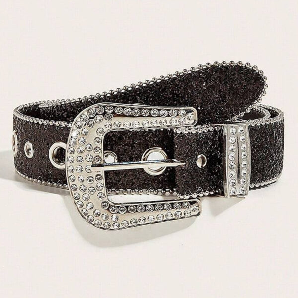 Transform your look with eye-catching rhinestones Multi-functional belt suitable for both everyday and fancy attire Brings a hint of glitz to any outfit Adjustable buckle for a personalized fit