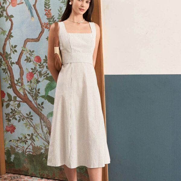 Fabric:This Striped Midi Dress is made of Cotton. Cotton fabric features humidity balance