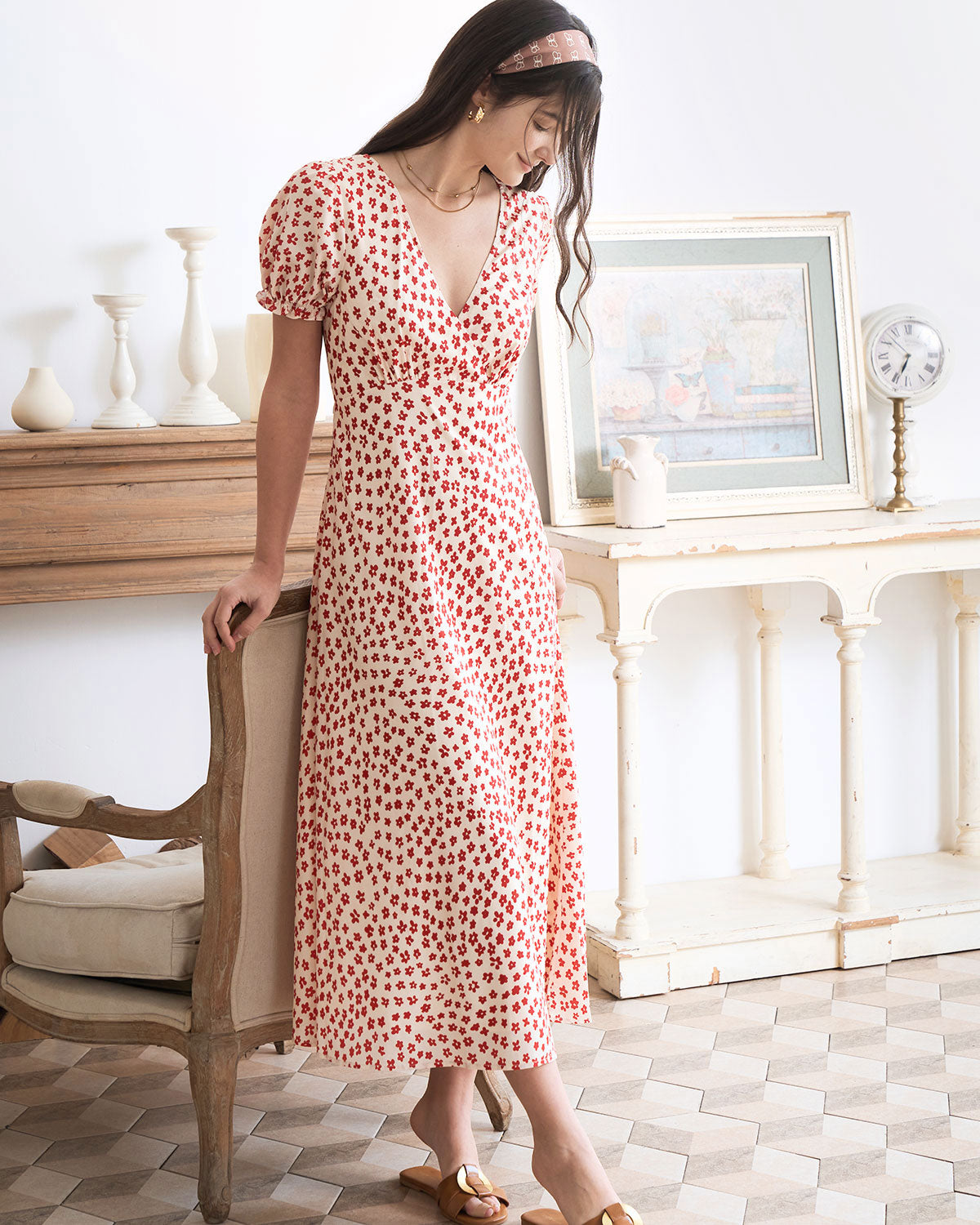 Fabric:This Puff Sleeve Maxi Dress is made of Polyester