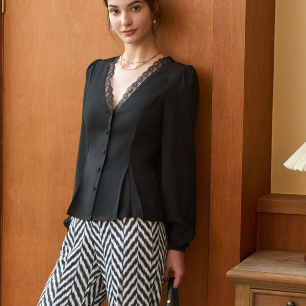 Fabric:This Lace Blouse is made of Polyester. Polyester is an artificial fiber that feels soft