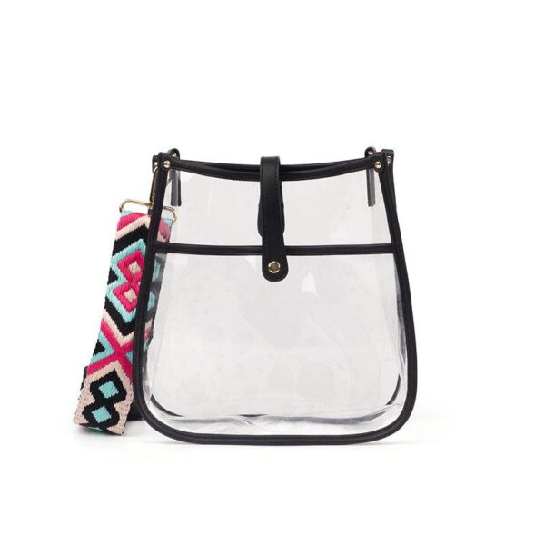 Now you can build your perfect clear bag! Pick your favorite color bag and then pick your favorite style strap to build the perfect bag. All straps are interchangeable! Our beautiful clear courier from the Threaded Pear is the perfect stadium