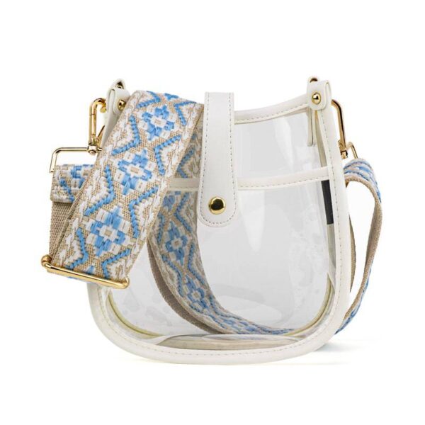 Now you can build your perfect clear bag! Pick your favorite color bag and then pick your favorite style strap to build the perfect bag. All straps are interchangeable!Our best selling clear courier now comes in a compact size perfect for taking just the