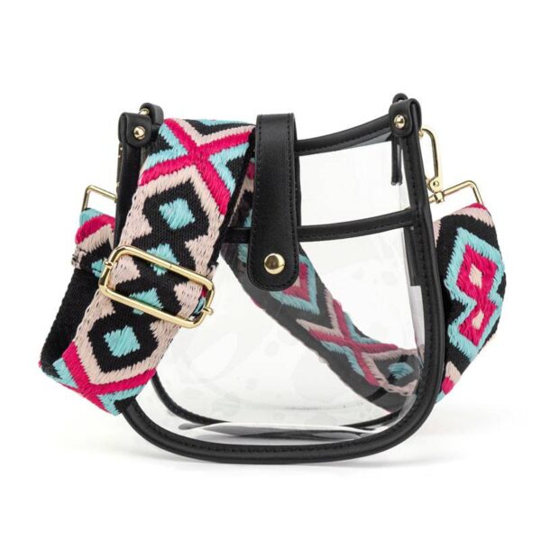 Now you can build your perfect clear bag! Pick your favorite color bag and then pick your favorite style strap to build the perfect bag. All straps are interchangeable!Our best selling clear courier now comes in a compact size perfect for taking just the