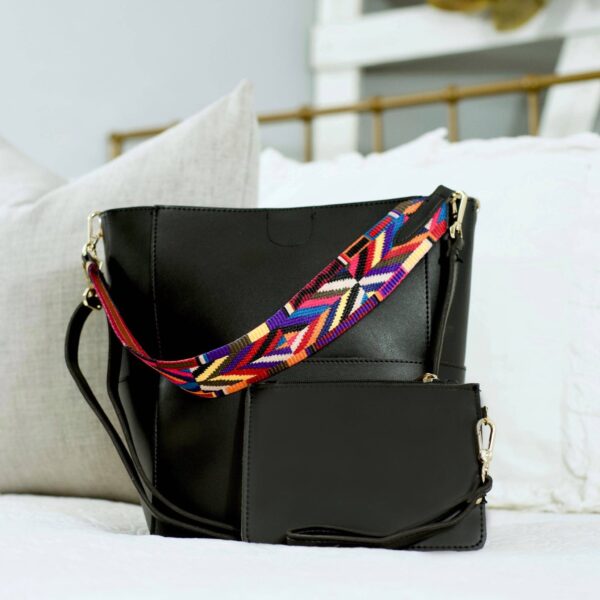 Now you can build your perfect bag! Pick your favorite color vegan leather bag and then pick your favorite style strap to build the perfect bag for you. All straps are interchangeable