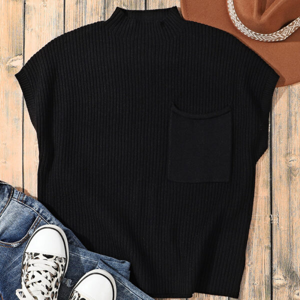 Ribbed knit texture for a cozy and stylish lookConvenient patched pocket for storing small essentialsShort sleeves for a versatile and comfortable fitAvailable in a variety of colors to suit your personal styleÂ