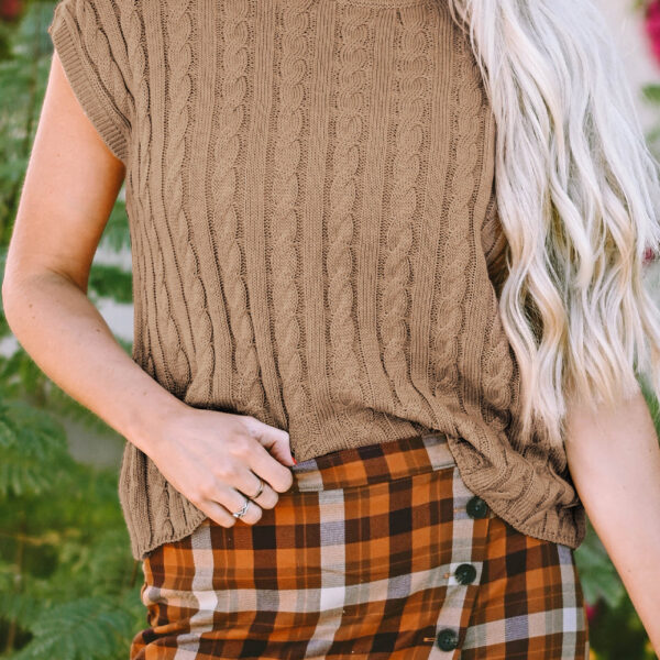 This short sleeve sweater is elegant and comfyThe cable knit texture makes this knitwear classicThe shortÂ wide sleeve design adds a casual romantic vibeThis sweater is quality and not easy to get out of shapeÂ