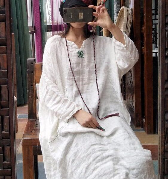 Sku CY-!5770   Material Linen    Style Long Sleeves