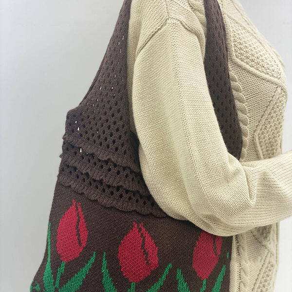 Hollow Floral Woven Handbag Bags COFFEE-One_size SkuCY-!116056MaterialPolyester LiningPolyester FeatureFloral