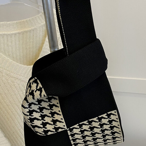 Houndstooth Woven Handbag Bags Accessories BLACK-One_size SkuCY-!116222MaterialPolyester FeatureHoundstooth OccasionGoing out