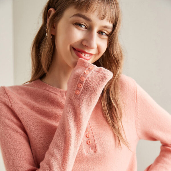 Material:100% Cashmere Button Design:This sweater features a thoughtful button design