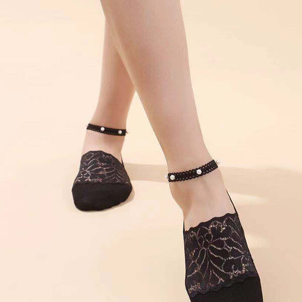 Casual Split-Joint Lace With Beads Socks Accessories BLACK-One_size SkuCY-!111992MaterialCotton FeatureSplit-joint