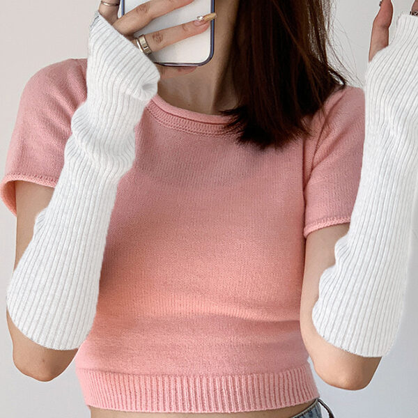 Casual Wool Knitting Keep Warm Solid Color Arm Warmers Accessories CREAMY-30cm SkuCY-!111331MaterialWool FeatureKeep Warm